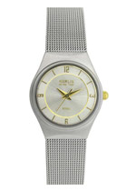 Ladies Bevel Case Gold Markers Silver Dial (HAML0904:001)