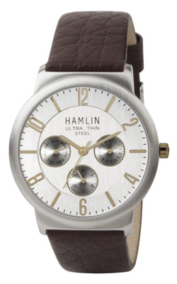 Men's Leather Chronograph Silver Sunray Dial (HAMM0305:008)