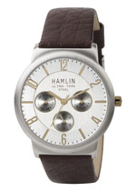 Men's Leather Chronograph Silver Sunray Dial (HAMM0305:008)